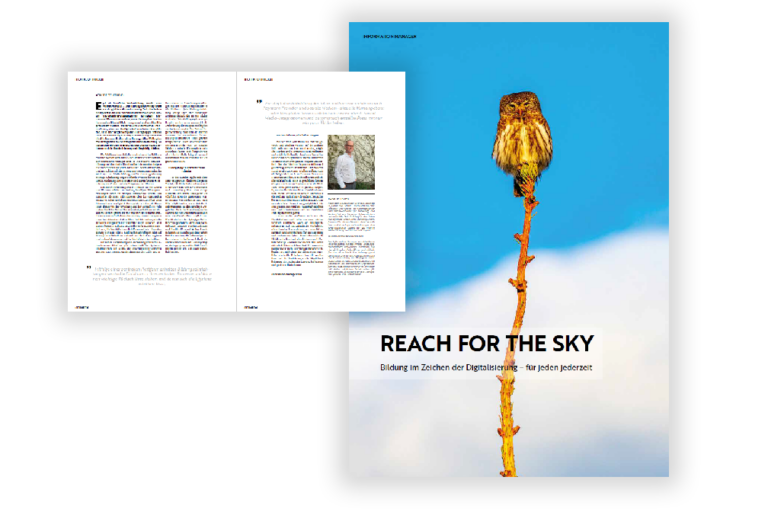 Cover des E-Papers "Reach for the sky". Eine Sonnenblume, die in den Himmel hineinwächst.